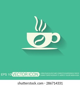 Coffee cup or tea symbol icon. Cup of hot drink sign. Symbol of hot drink . Icon cafe or diner.