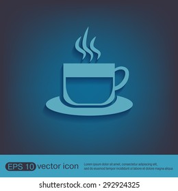 Coffee cup or tea symbol icon. Cup of hot drink sign. Symbol of hot drink . Icon cafe or diner.