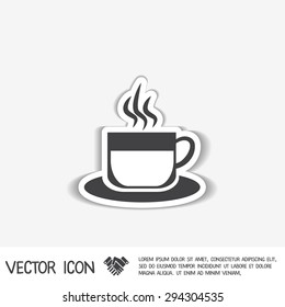 Coffee cup or tea symbol icon. Cup of hot drink sign. Symbol of hot drink . Icon cafe or diner.