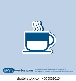 Coffee cup or tea symbol icon. Cup of hot drink sign. Symbol of hot drink . Icon cafe or diner.
