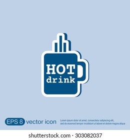 Coffee cup or tea symbol icon. Cup of hot drink sign. Symbol of hot drink . Icon cafe or diner.