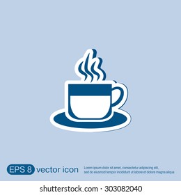 Coffee cup or tea symbol icon. Cup of hot drink sign. Symbol of hot drink . Icon cafe or diner.