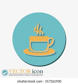 Coffee cup or tea symbol icon. Cup of hot drink sign. Symbol of hot drink . Icon cafe or diner.