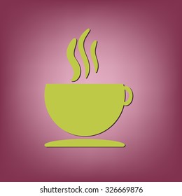 Coffee cup or tea symbol icon. Cup of hot drink sign. Symbol of hot drink . Icon cafe or diner.