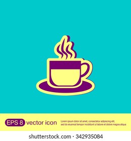 Coffee cup or tea symbol icon. Cup of hot drink sign. Symbol of hot drink . Icon cafe or diner.
