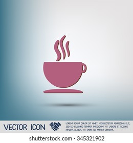 Coffee cup or tea symbol icon. Cup of hot drink sign. Symbol of hot drink . Icon cafe or diner.