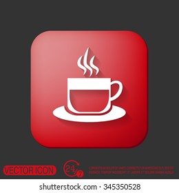 Coffee cup or tea symbol icon. Cup of hot drink sign. Symbol of hot drink . Icon cafe or diner.