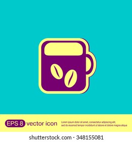 Coffee cup or tea symbol icon. Cup of hot drink sign. Symbol of hot drink . Icon cafe or diner.