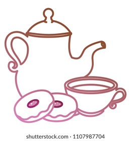 coffee cup and teacup with sweet donuts
