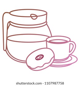 coffee cup and teacup with sweet donuts