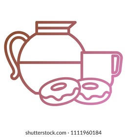 coffee cup and teacup with sweet donuts