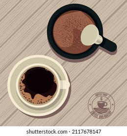 Kaffeetasse und Teekocher-Airview