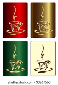 Coffee cup. Telephone card. Vector illustration.