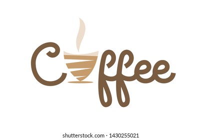 coffee cup text creative logo icon design concept idea for a company or coffee shop business