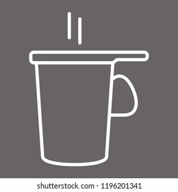 Coffee cup thin line icon isolated on gray background. Trendy coffee cup icon for web site, label, app, logo and restaurant menu. Modern icon for print materials, vector illustration