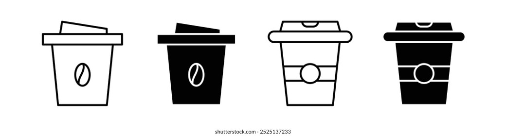 coffee cup thin line vector icon collection