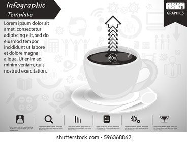 Coffee Cup Of thought  Business  Modern design Idea and Concept Vector illustration Infographic template with arrow,Text 50%,icon.