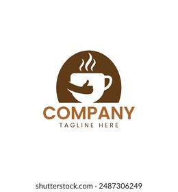 Coffee cup with a thumbs up sign logo, Coffee Logo