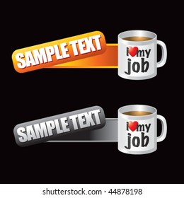banderas de color naranja y gris inclinadas de la taza de café