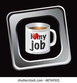 coffee cup tilted silver web button