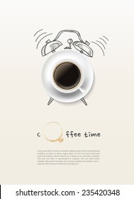 coffee cup time clock concept design background