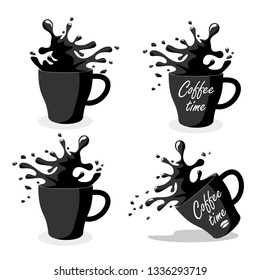 Coffee cup coffee time icons vector.