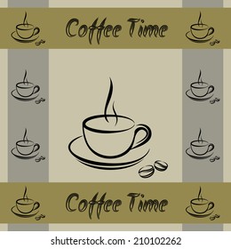 Coffee cup time seamles vector wallpaper pattern