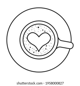 Coffee cup top vector outline icon. Vector illustration drink on white background. Isolated outline illustration icon of coffee cup top.