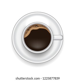 Coffee cup top veiw on white background