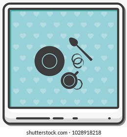 Coffee cup top view flat vector icon.
