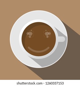 Coffee cup top view flat style.