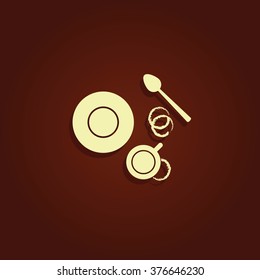 Coffee cup top view. Flat lay illustration.