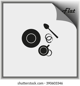 Coffee cup top view. Flat lay illustration.