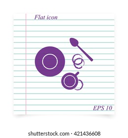 Coffee cup top view. Flat lay illustration.