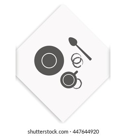 Coffee cup top view. Flat lay illustration.