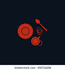 Coffee cup top view. Flat lay illustration.