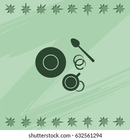 Coffee cup top view. Flat lay illustration.