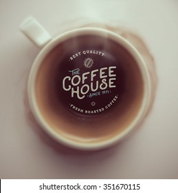 Coffee cup, top view, coffee house, eps 10