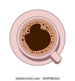 Coffee cup top view isolated on white background vector image. Vector flat icon