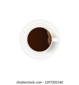 coffee cup top view isolated on white background. realistic vector 
illustration