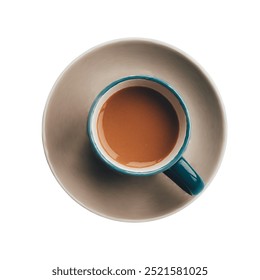 Coffee cup top view isolated on white background. 3d coffee cup top view