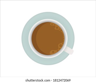 vista superior de taza de café sobre fondo blanco. concepto de vector