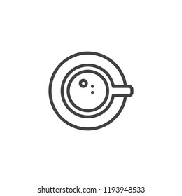 Coffee cup top view outline icon. linear style sign for mobile concept and web design. Tea cup and saucer simple line vector icon. Symbol, logo illustration. Pixel perfect vector graphics