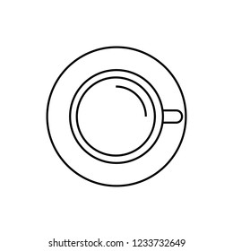 Coffee Cup Top View Outline Icon. Linear Style Sign For Mobile Concept And Web Design. Tea Cup And Saucer Simple Line Vector Icon. Symbol, Logo Illustration. Pixel Perfect Vector Graphics