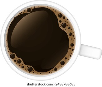 Coffee cup top view. Realistic hot drink