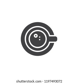 Coffee cup top view vector icon. filled flat sign for mobile concept and web design. Tea cup and saucer simple solid icon. Symbol, logo illustration. Pixel perfect vector graphics