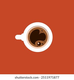 Xícara de café Ilustração de vetor de vista superior, vetor de bebida