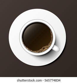 Coffee Cup Top View Vector Illustration.