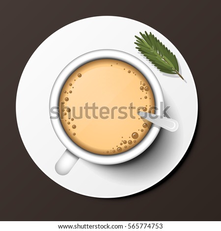 Coffee cup top view vector illustration.
