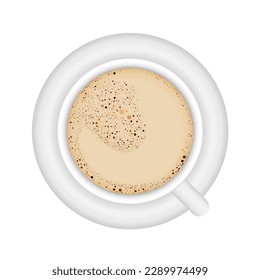 Kaffeetasse, Nahaufnahme von oben, einzeln auf weißem Hintergrund. Vektordesign-Elemente, Illustration, Eps10.